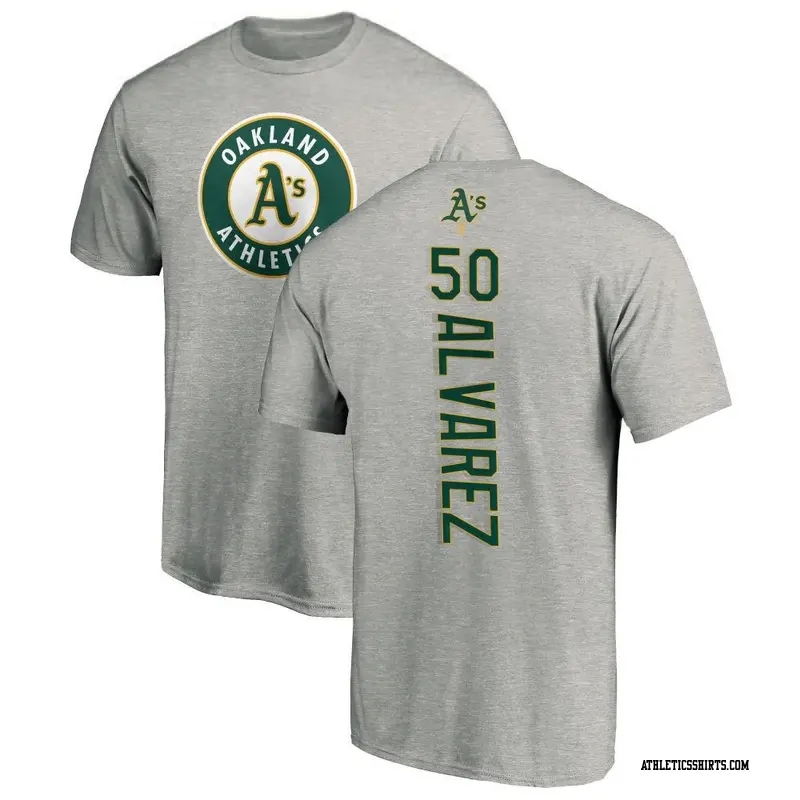 Men's Oakland Athletics ＃50 Armando Alvarez Ash Backer T-Shirt