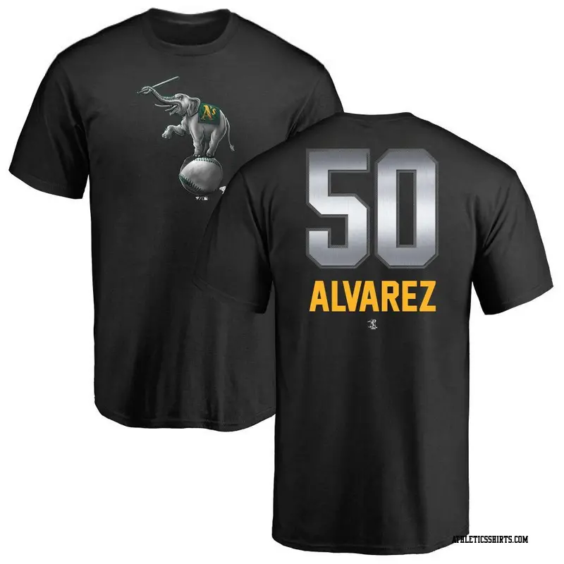 Men's Oakland Athletics ＃50 Armando Alvarez Black Midnight Mascot T-Shirt