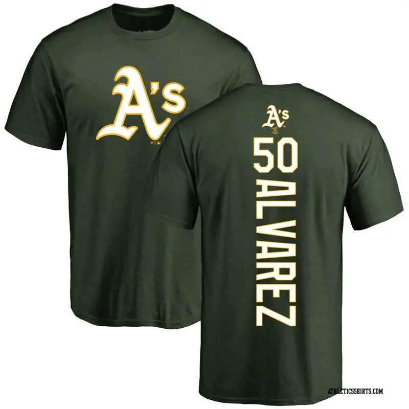 Men's Oakland Athletics ＃50 Armando Alvarez Green Backer T-Shirt