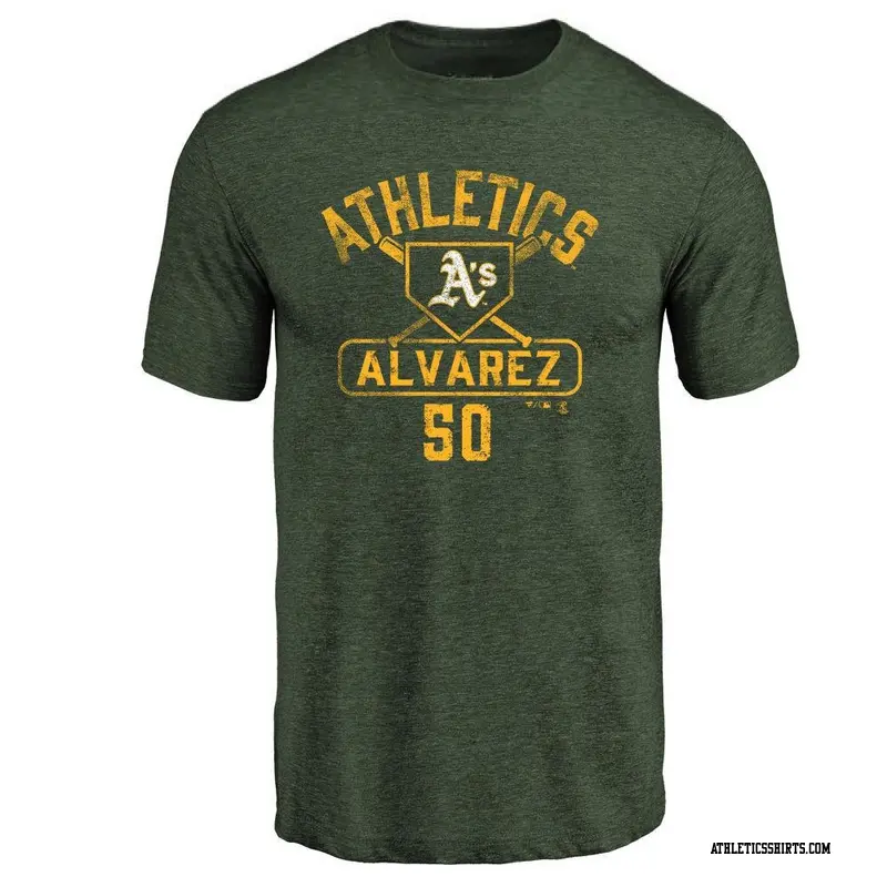 Men's Oakland Athletics ＃50 Armando Alvarez Green Base Runner T-Shirt