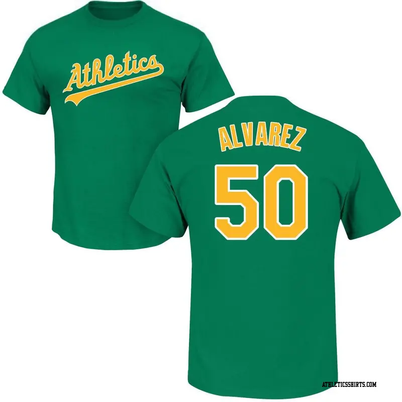 Men's Oakland Athletics ＃50 Armando Alvarez Green Roster Name & Number T-Shirt