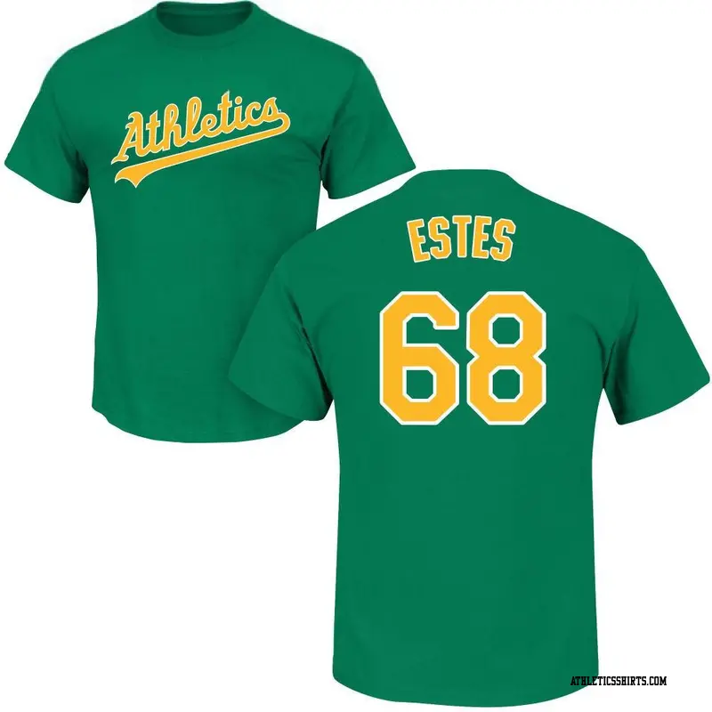 Men's Oakland Athletics ＃68 Joey Estes Green Roster Name & Number T-Shirt