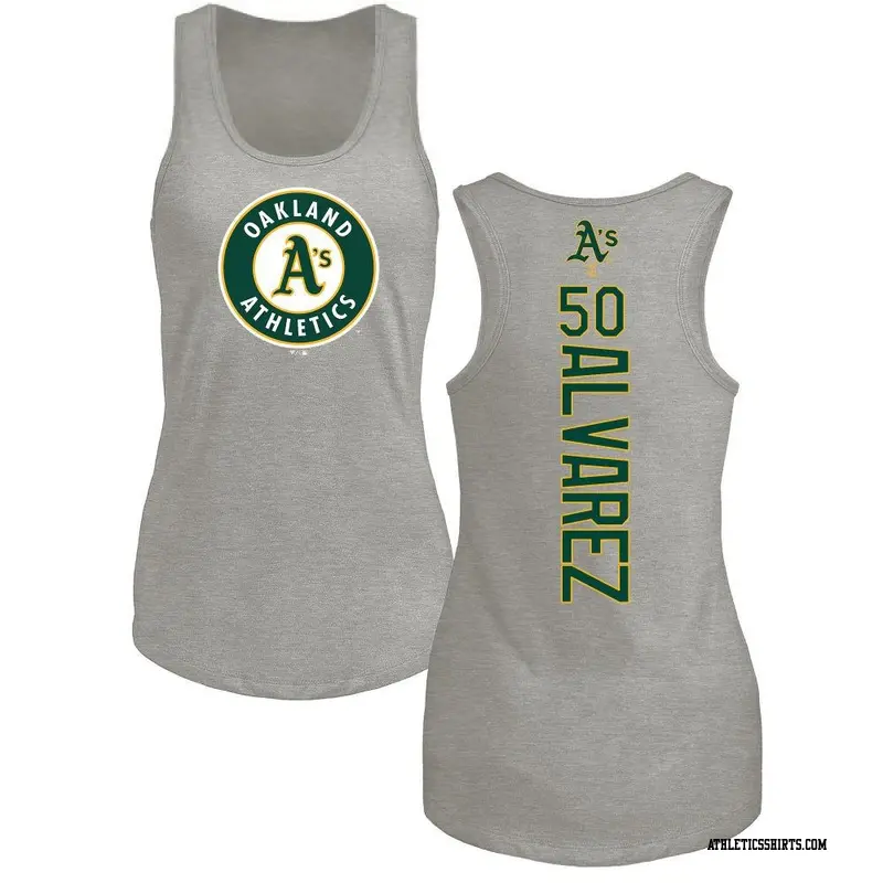 Women's Oakland Athletics ＃50 Armando Alvarez Ash Backer Tank Top