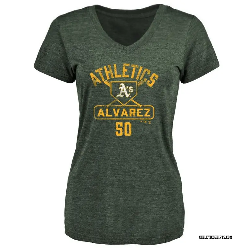 Women's Oakland Athletics ＃50 Armando Alvarez Green Base Runner T-Shirt