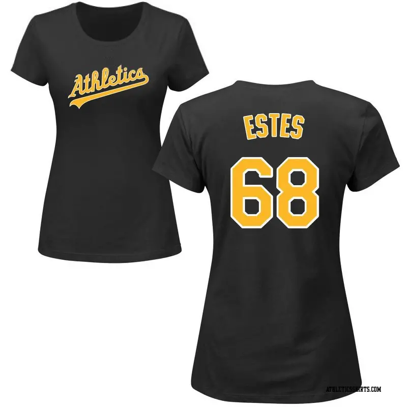 Women's Oakland Athletics ＃68 Joey Estes Black Roster Name & Number T-Shirt