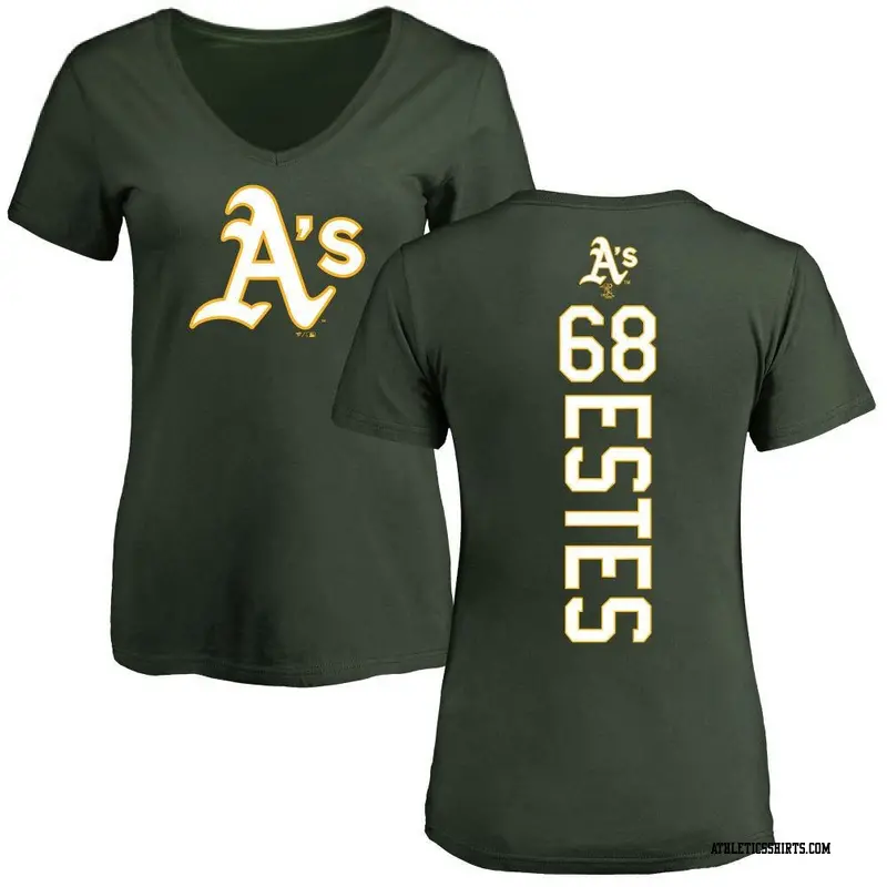 Women's Oakland Athletics ＃68 Joey Estes Green Backer Slim Fit T-Shirt