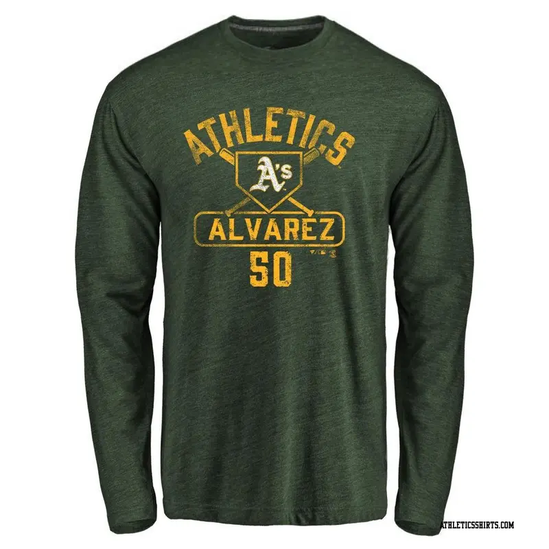 Youth Oakland Athletics ＃50 Armando Alvarez Green Base Runner Long Sleeve T-Shirt