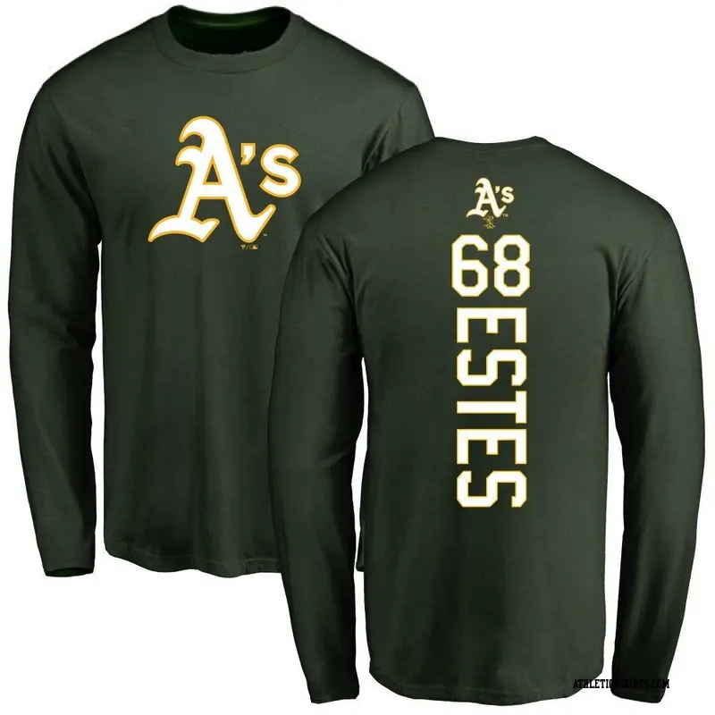 Youth Oakland Athletics ＃68 Joey Estes Green Backer Long Sleeve T-Shirt