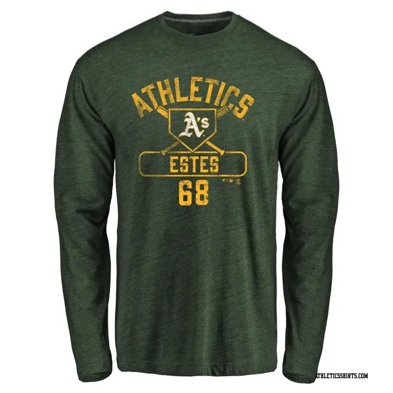 Youth Oakland Athletics ＃68 Joey Estes Green Base Runner Long Sleeve T-Shirt