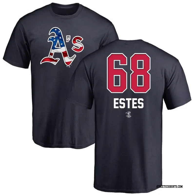 Youth Oakland Athletics ＃68 Joey Estes Navy Name and Number Banner Wave T-Shirt